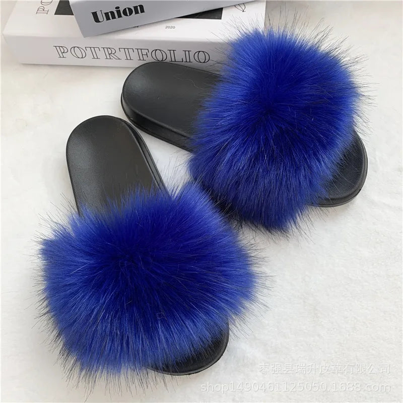 Faux Fur Slippers Women -