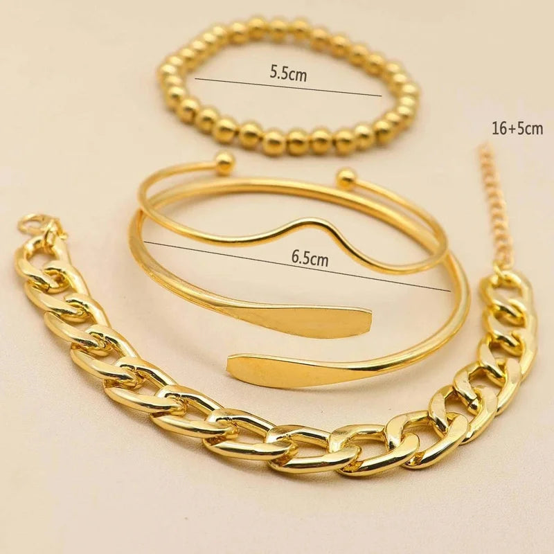 4pcs Cuban Chain Bracelets -