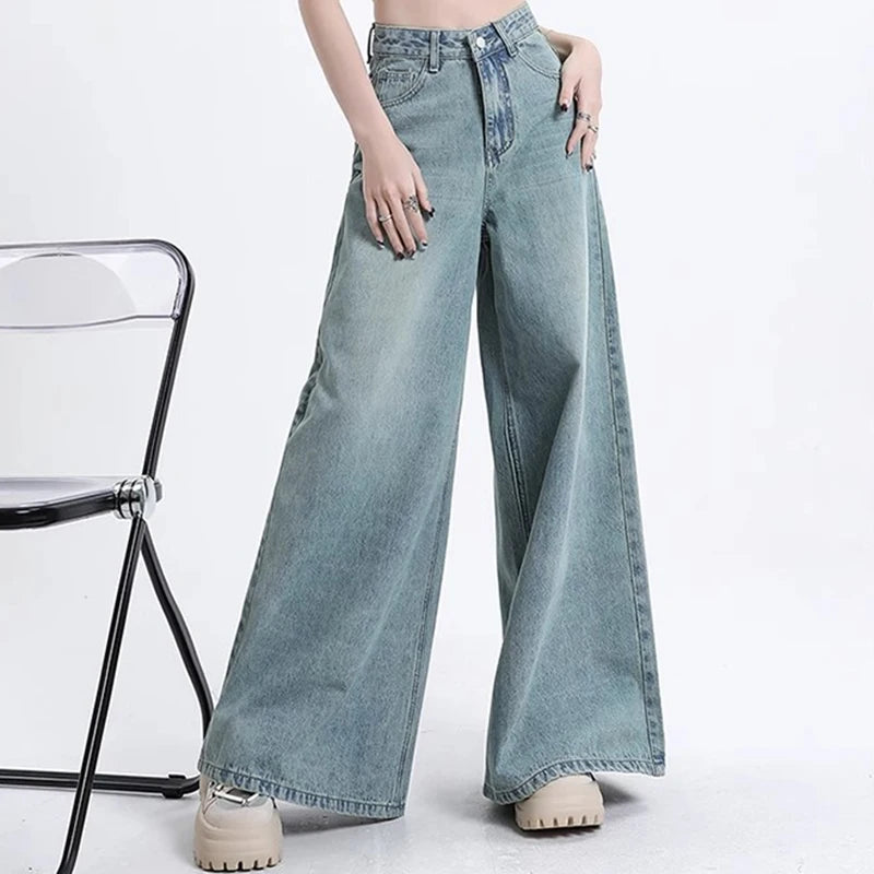 Elevate your style with these chic high-waist wide-leg jeans for women! -