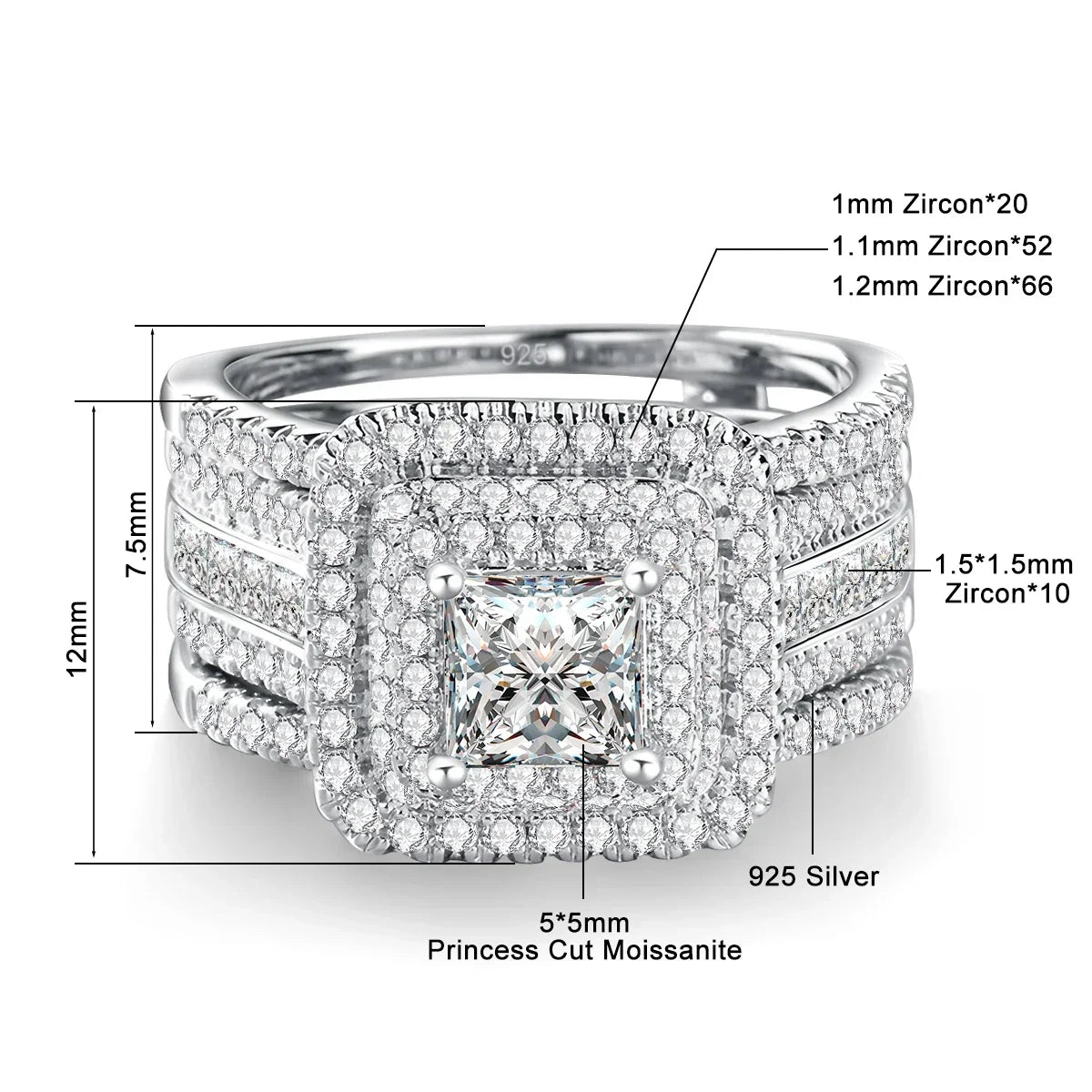 2PCS Moissanite Rings -