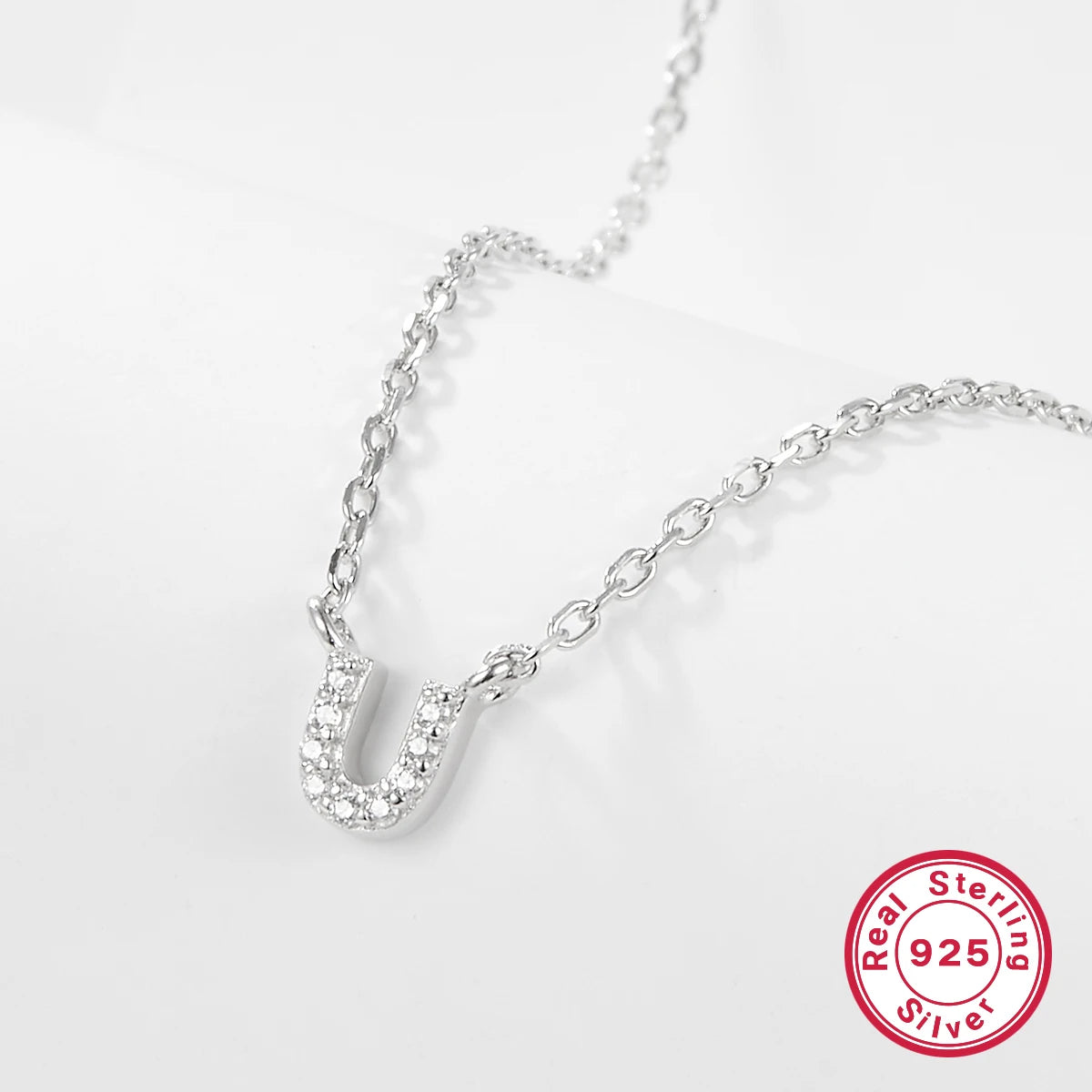 Sterling silver light luxury exquisite letter pendant necklace -