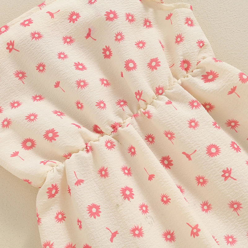 Toddler Kids Clothes Girls Summer Overalls Cotton Floral Print Backless Bowknot Rompers Jumpsuits Baby Clothing -