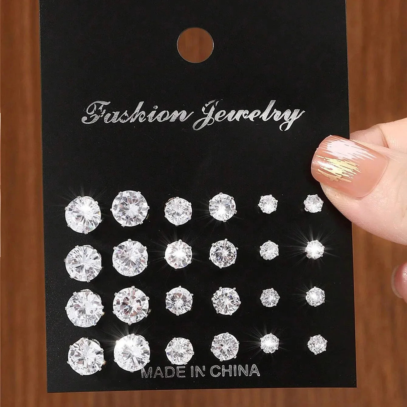 12 Pairs Of Luxurious, Simple, Shiny, And Caring Zirconia Decorative Earrings -