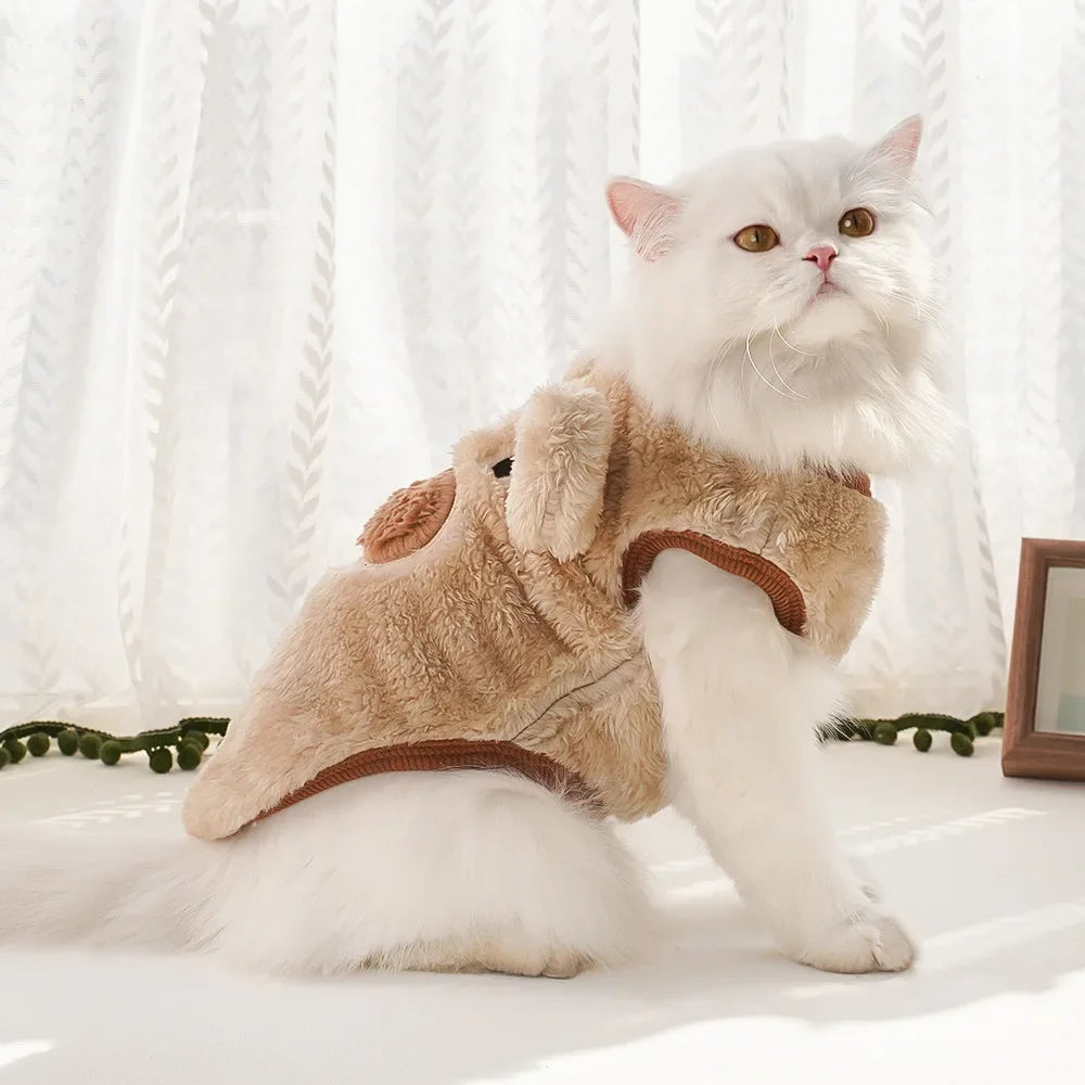 Keep your furry friend warm and stylish with this cartoon flannel vest—perfect for puppies, dogs, and cats to stay cozy and cute! -