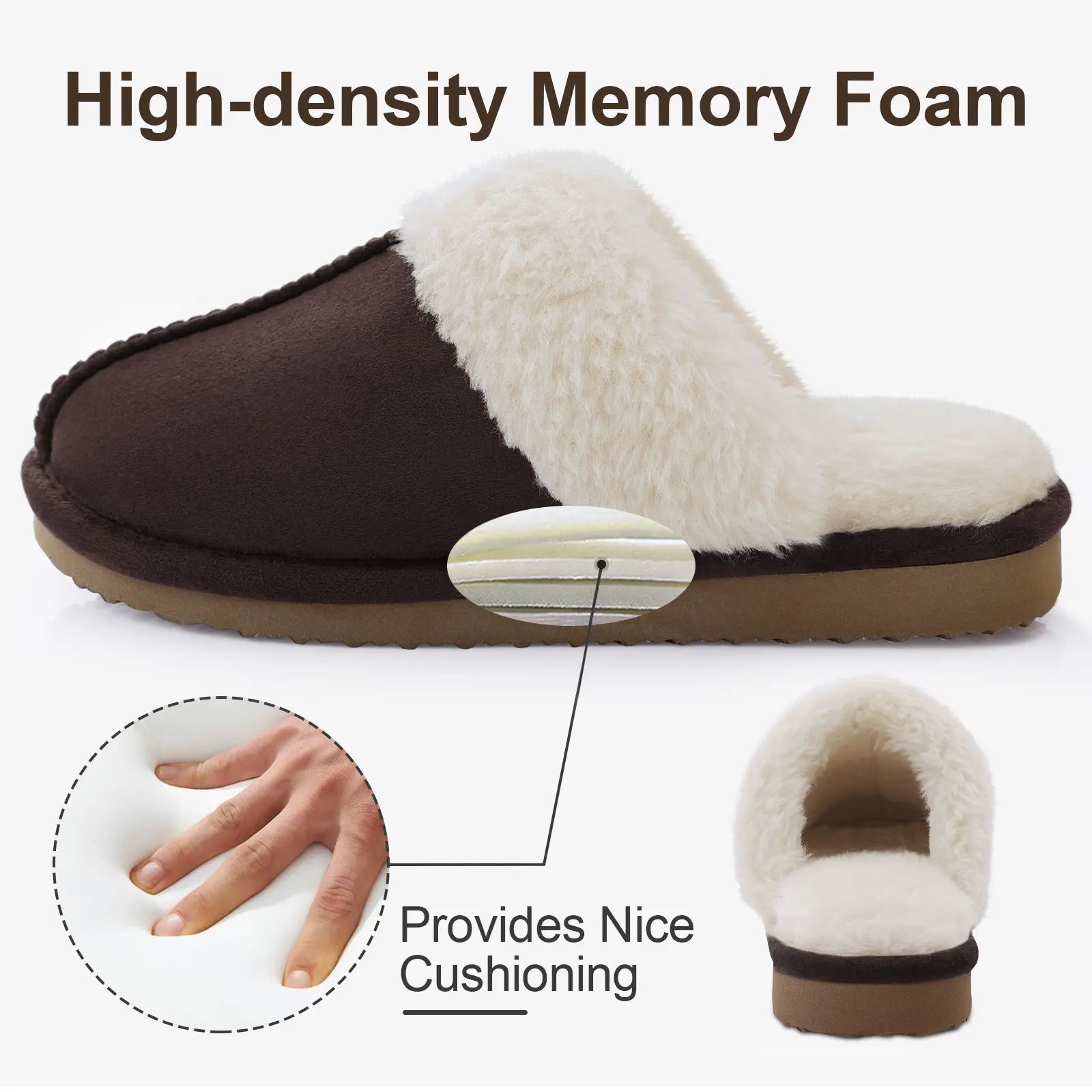 Evshine Women Plush Cotton Slippers Winter Indoor Warm Soft House Slipper Comfort Memory Foam Slides Outdoor Fur Fuzzy Flat Shoe -