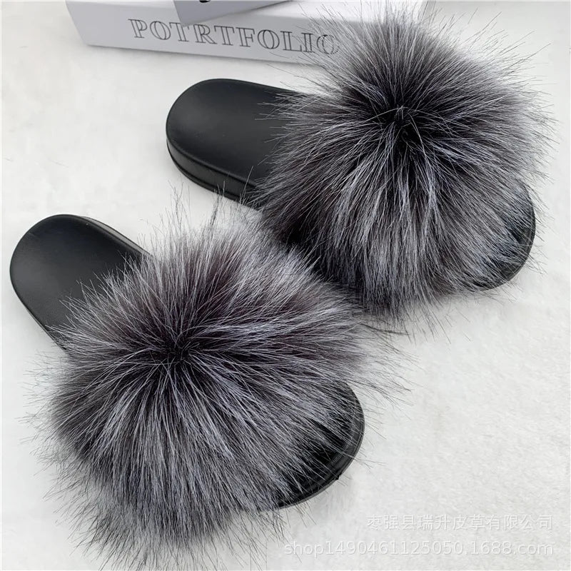 Faux Fur Slippers Women -