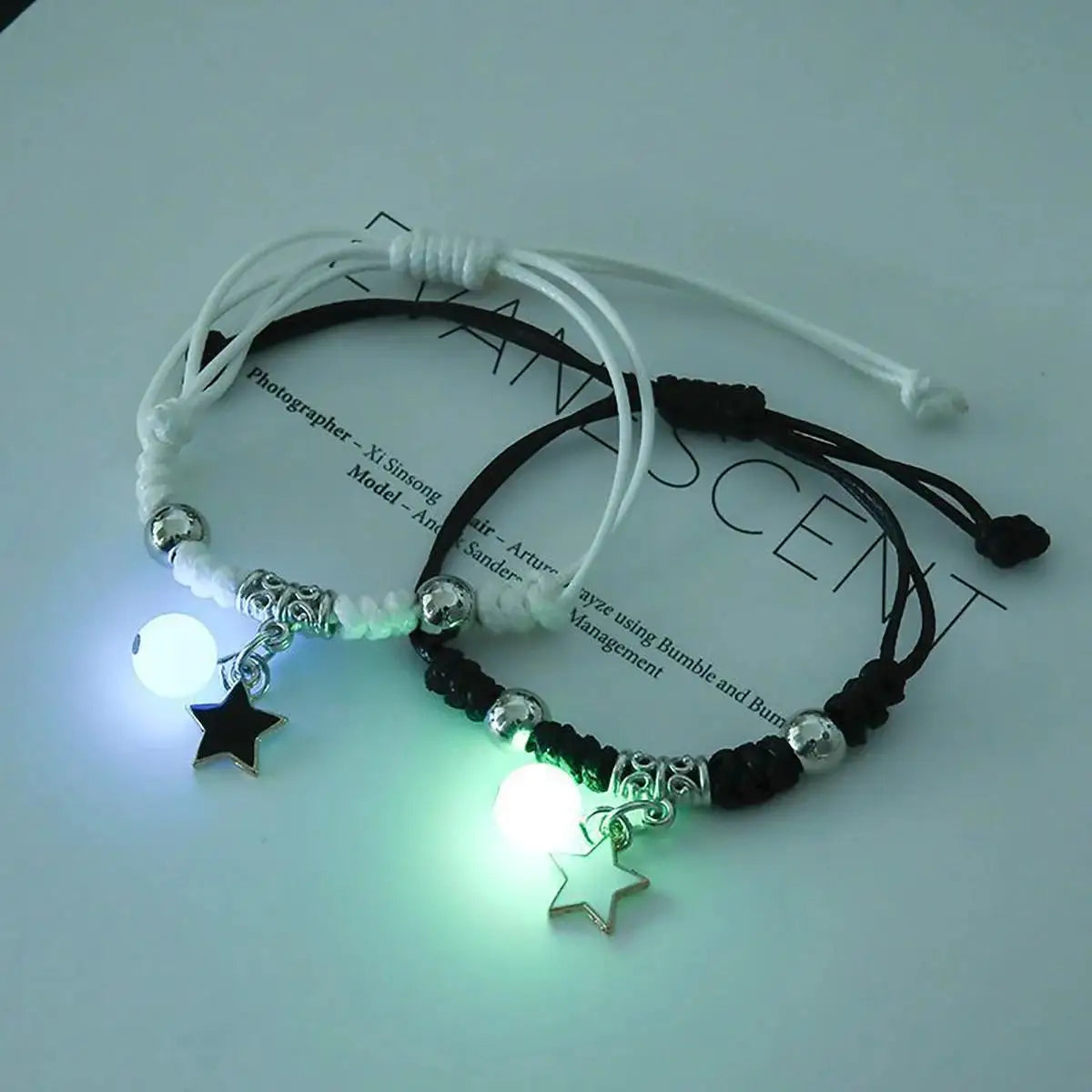 2PC Luminous Beads Star Couple Bracelet -