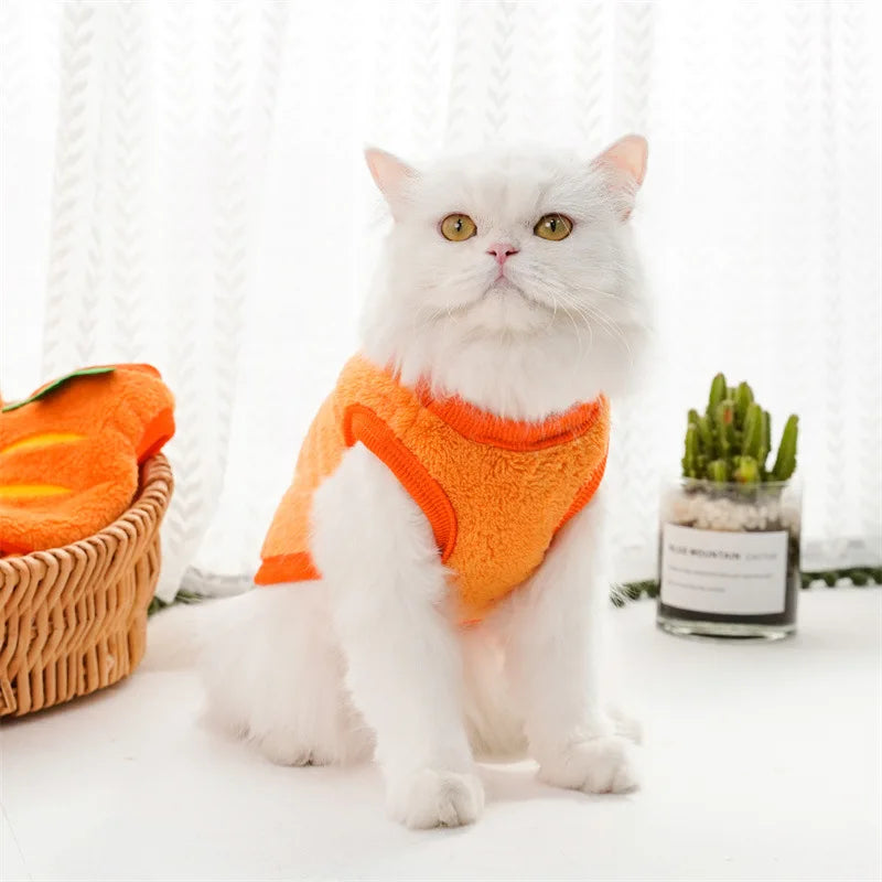 Keep your furry friend warm and stylish with this cartoon flannel vest—perfect for puppies, dogs, and cats to stay cozy and cute! -