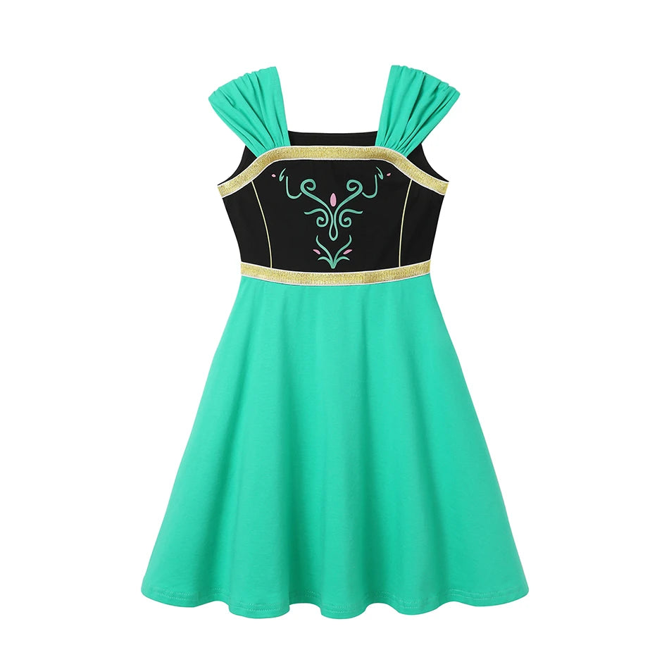 Summer Casual Dress for Girls Mermaid Dress One-Shoulder Sling Short Sleeve Cosplay Princess Costume Casual Vest 2-10 Years -