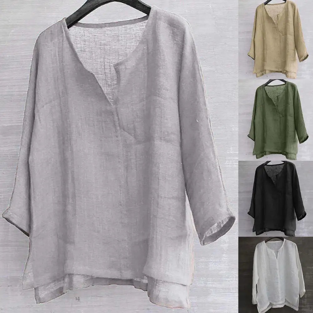 V Neck Men Shirt Long Sleeve -