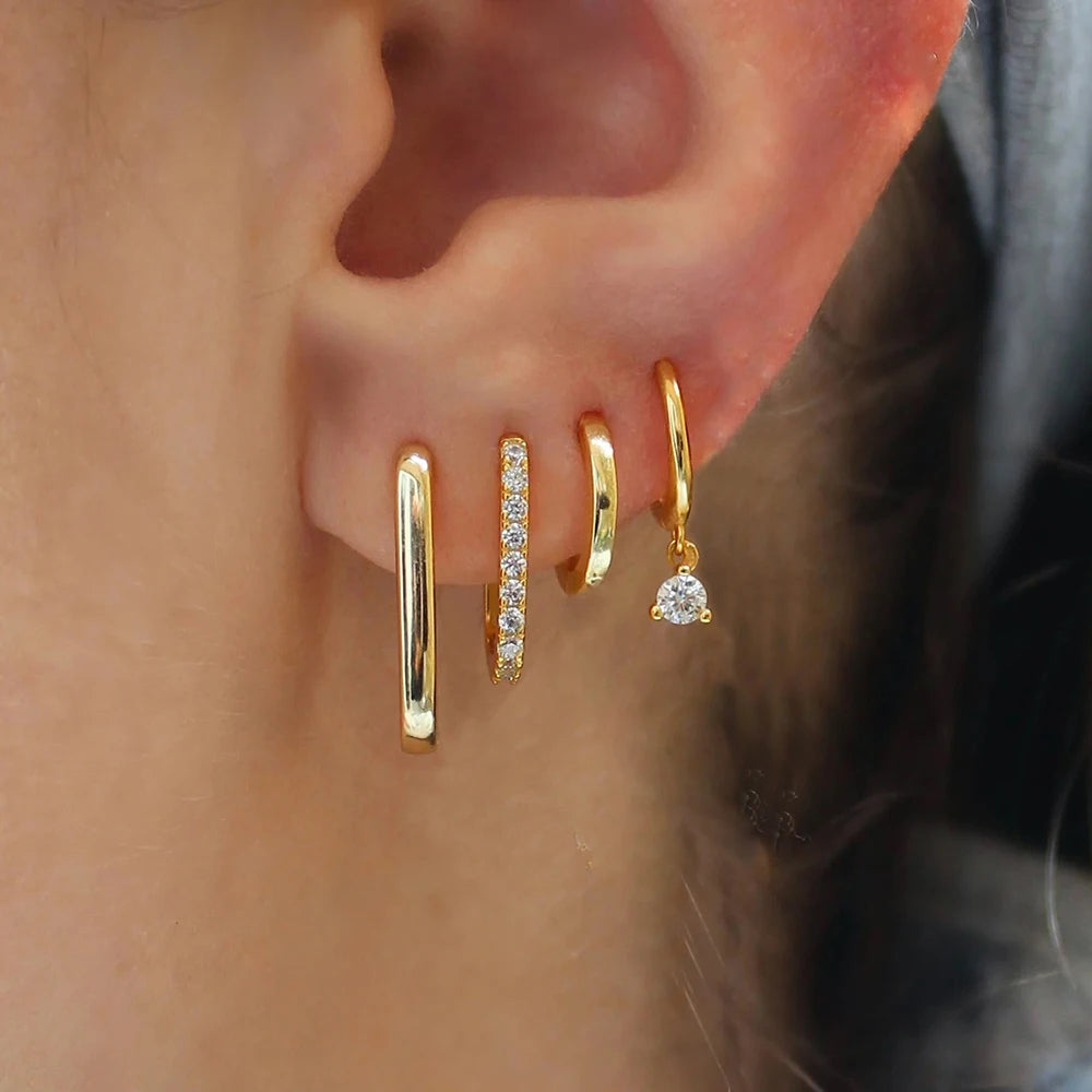 4PCS Luxury Gold Plated U-shape Hoop Earrings -