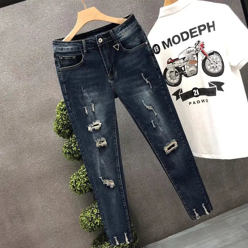 Cropped Jeans for Men Ripped -