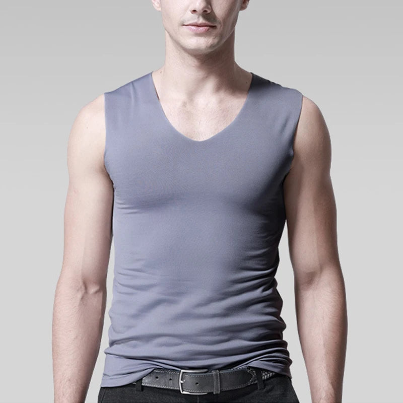Ice Silk Tank Tops Seamless Mens Vest Loose Sleeveless Sport Bodysuit Vest For Men Plain Casual Summer Tank Undershirts Cool 5XL -