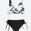 Women's Bikini Swimsuit Front Cross Lace Up Two Piece Bathing Suit -