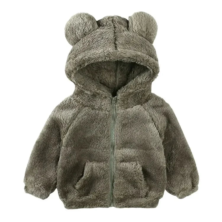 Thicken Warm Girls Winter Coat Cartoon Long Sleeve Hooded Coat for Girls Fashion Solid Color Kids Coat 1-6 Years -
