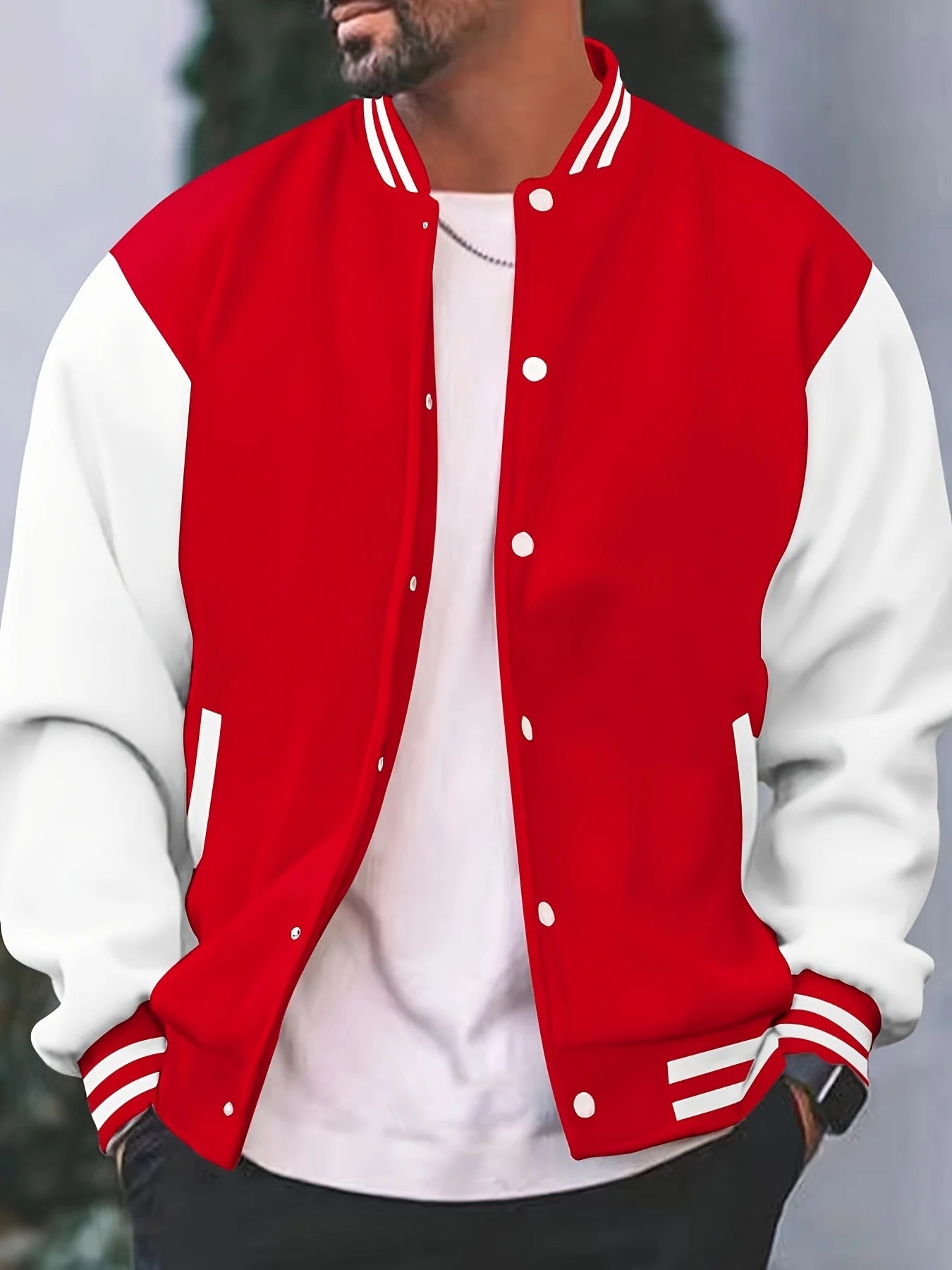 Get stylish with this multi-color streetwear baseball jacket for both men and women. -