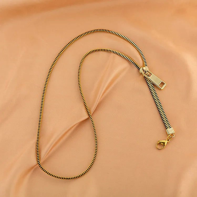 Niche design sense two wear zipper collarbone necklace women's -