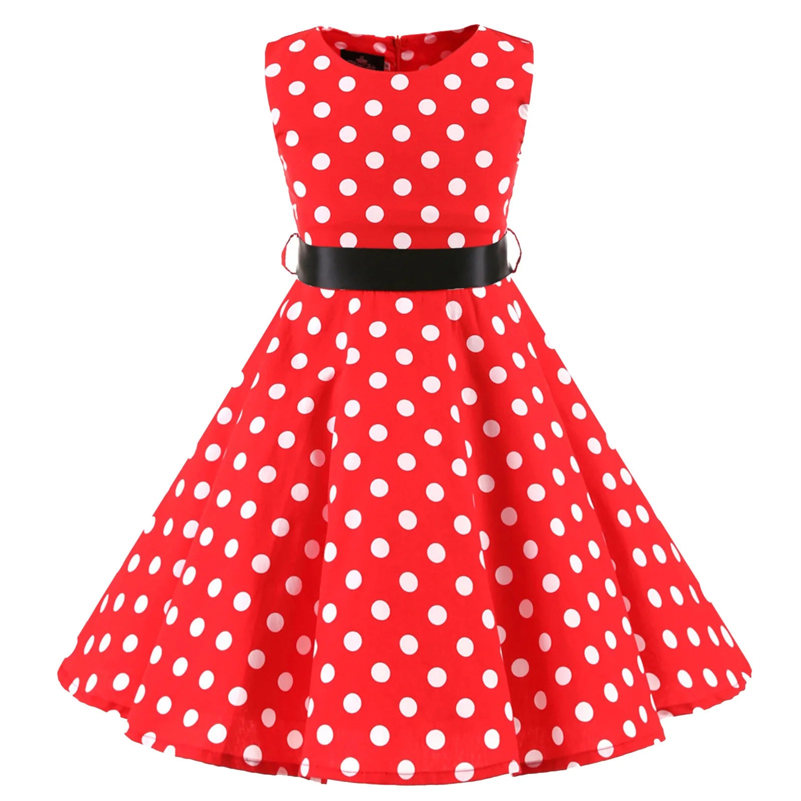 Outfits Party Sleeveless Gown Dress Kid Dots Prints Floral Children Girl Princess Clothes Girls Dresses Straight Dress -