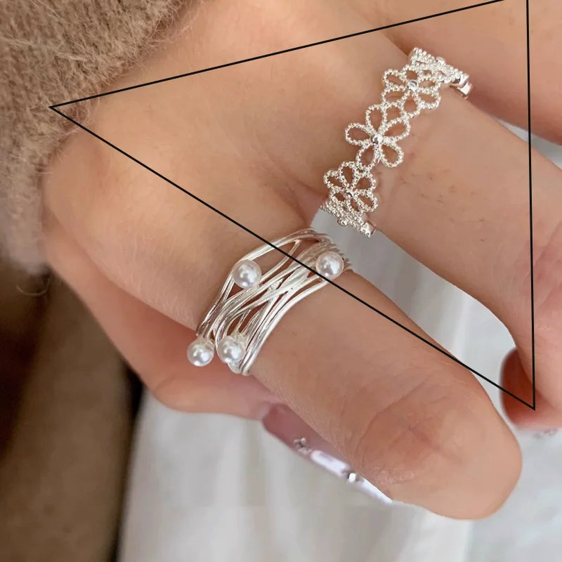 Sterling Silver Hollow Out Rings -