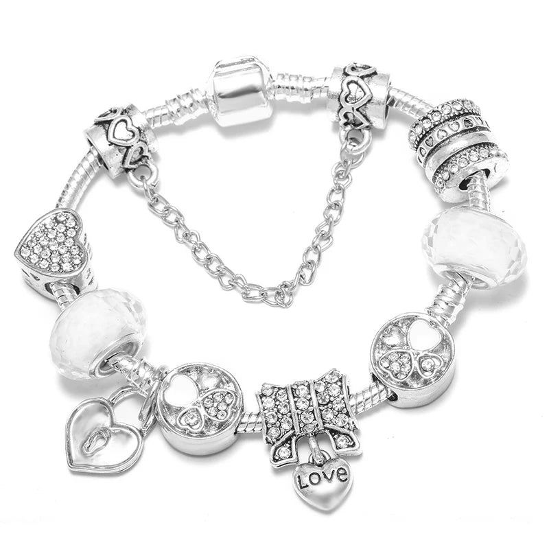 Pink Heart To Heart Beads Charm Bracelets -