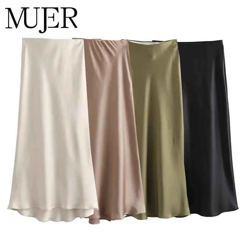 Elevate your wardrobe with this high-waisted satin skirt for women—perfect for adding a touch of elegance to any outfit! -