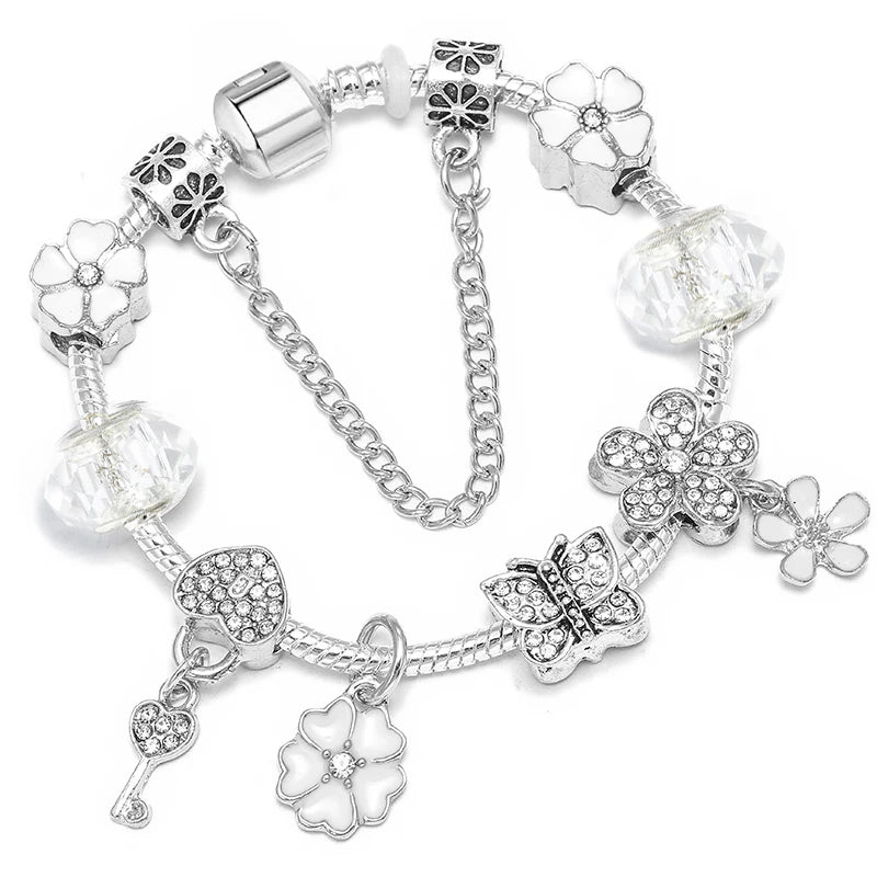 Pink Heart To Heart Beads Charm Bracelets -