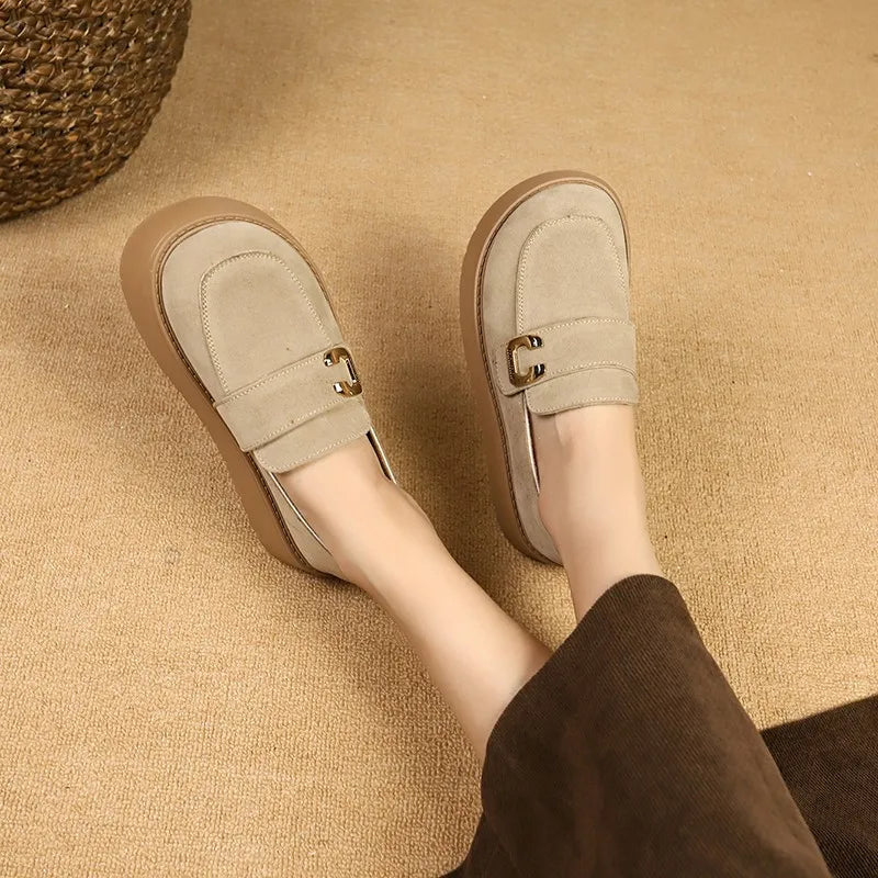 Elevate your style with these platform sole loafers for women. -