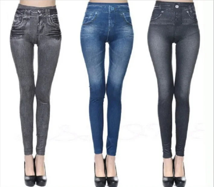 Women's Seamless Denim Yoga Leggings -