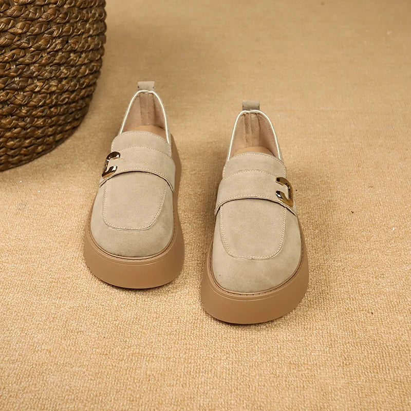 Elevate your style with these platform sole loafers for women. -