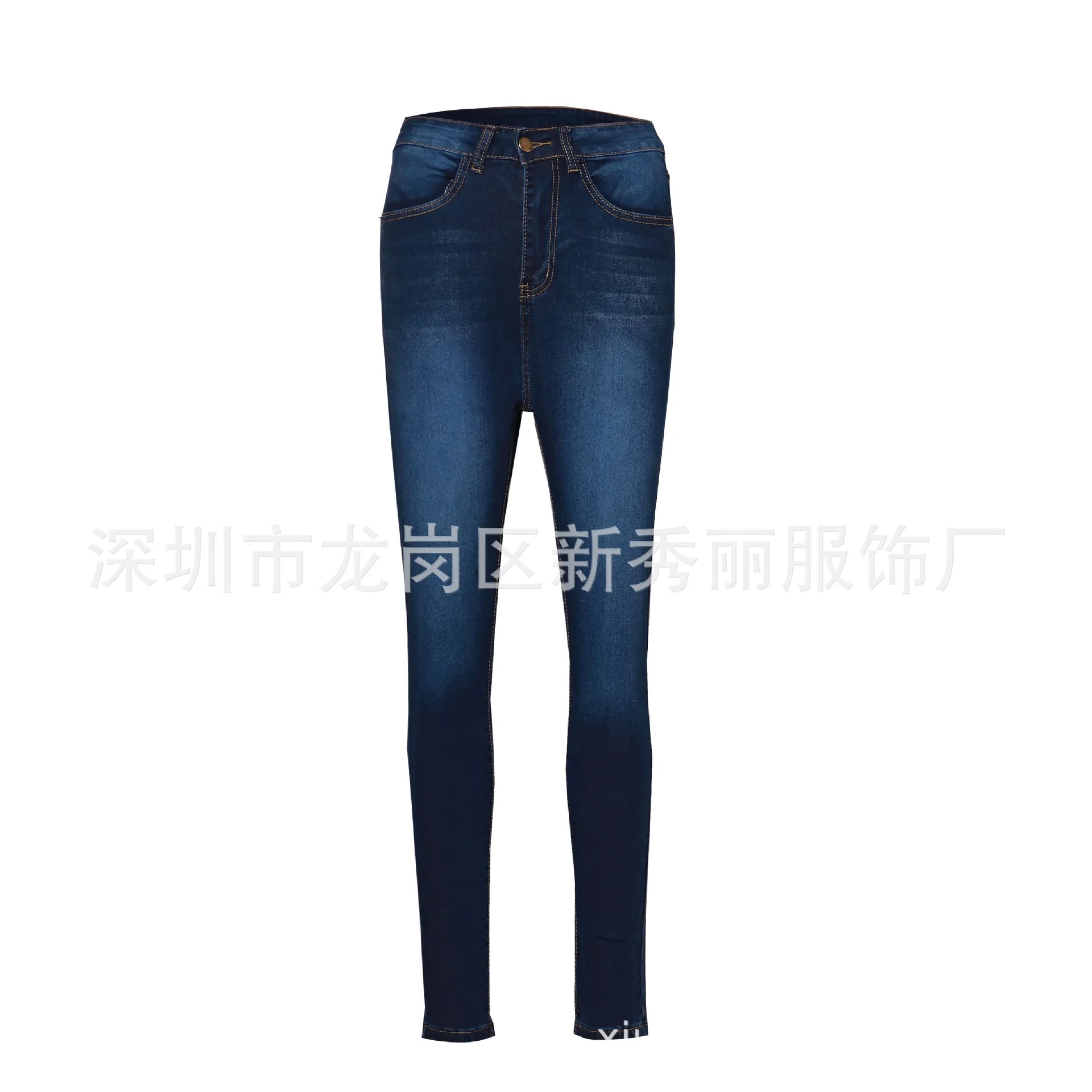 Women High Waist Stretch Hip Lift Denim Skinny Pants Jeans Full Length Sexy Slim Bleachded Solid Color Pants -