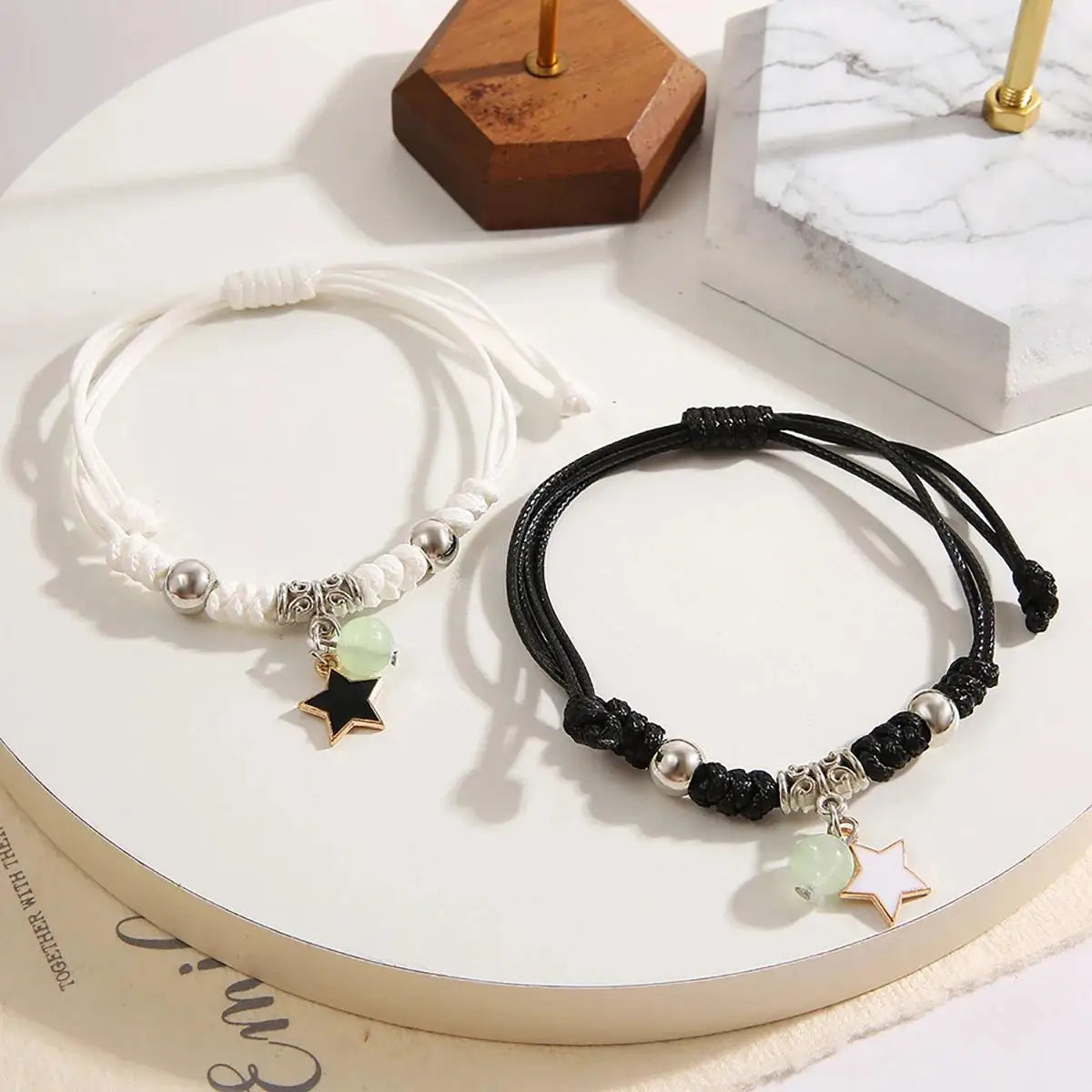 2PC Luminous Beads Star Couple Bracelet -