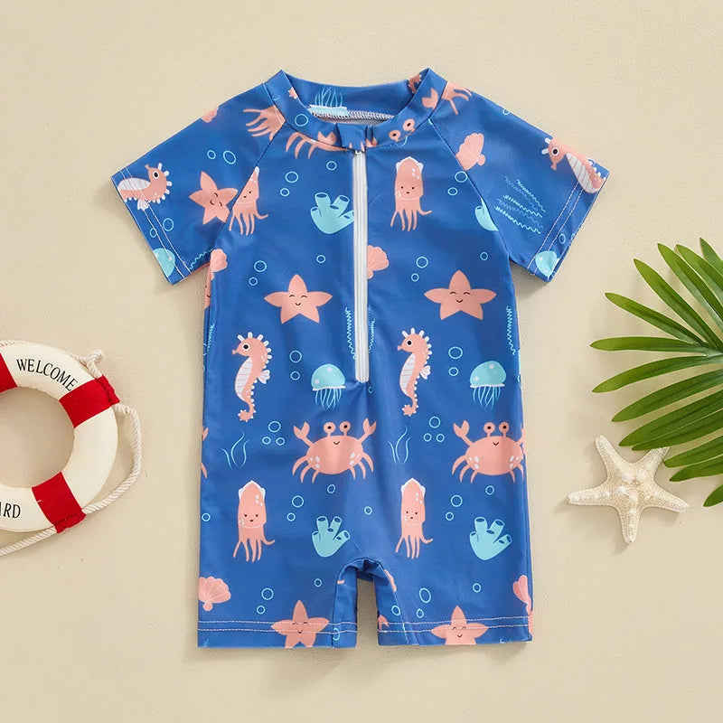 Make a splash with this collection designed for toddler boys aged 0-36 months—comfortable, cute, and perfect for water fun! -