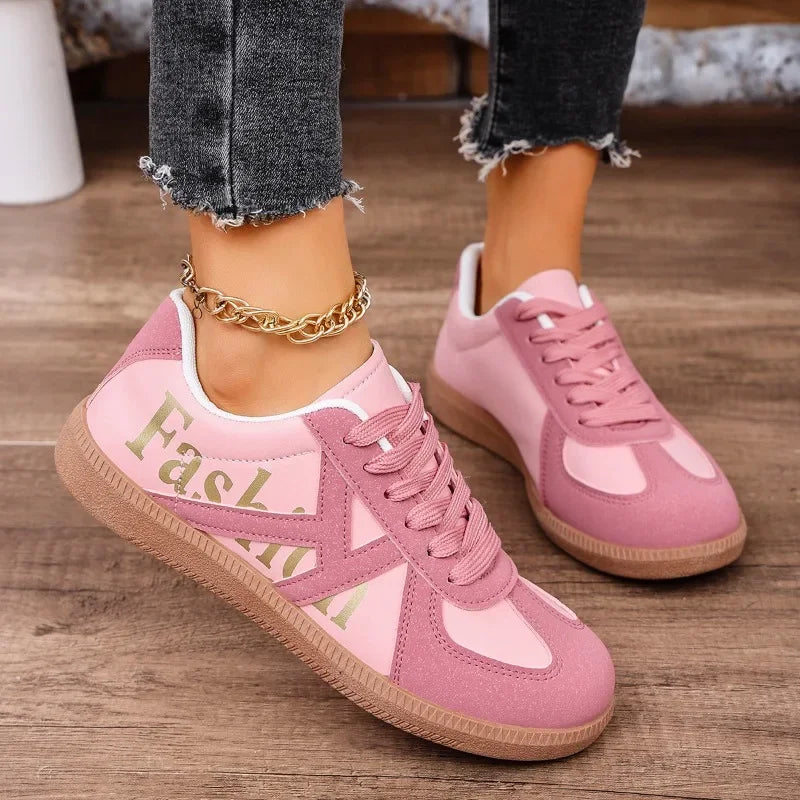2025 Spring New Lace Up Women's Sports Shoes Plus Size Woman Sneakers Mixed Colors Female Fashion Versatile Flat Casual Sneaker -