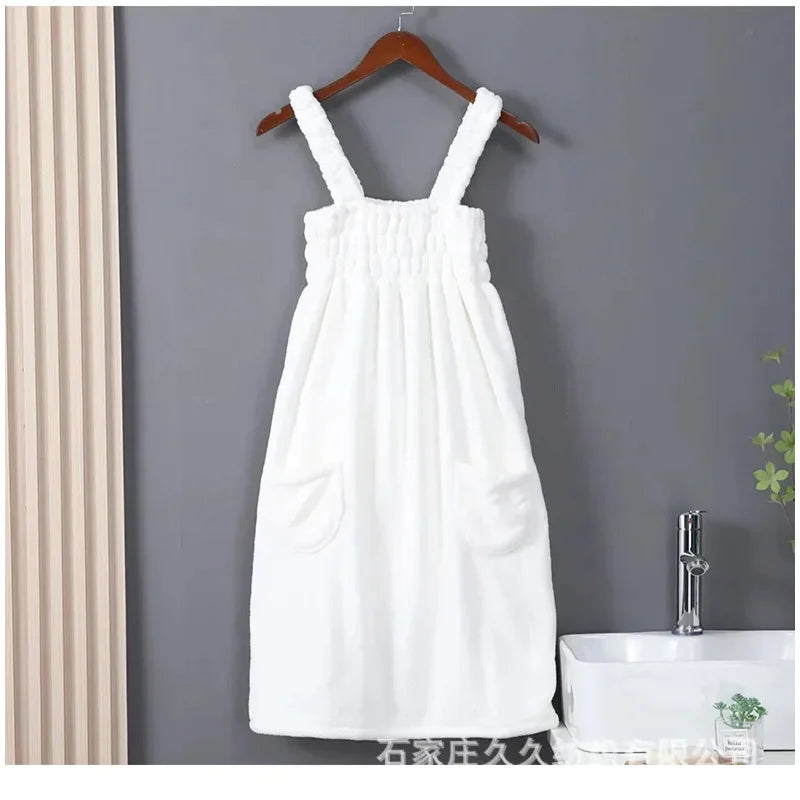 Women Wearable Bath Towel Wearable Towels Coral Fleece Women's Bath Skirt Absorbent Bath Skirt Shower Sauna Wear Towel -