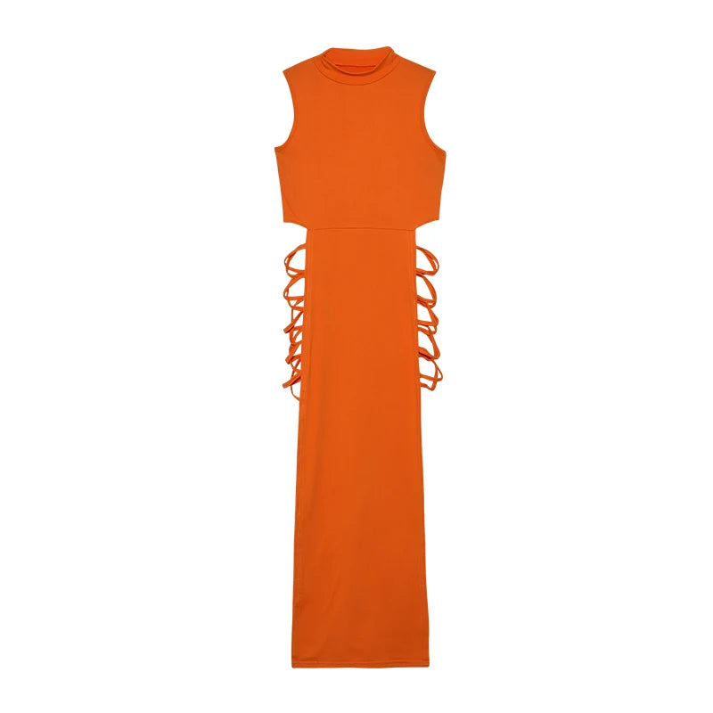 Criss Cross Cut Out Sleeveless Dress -
