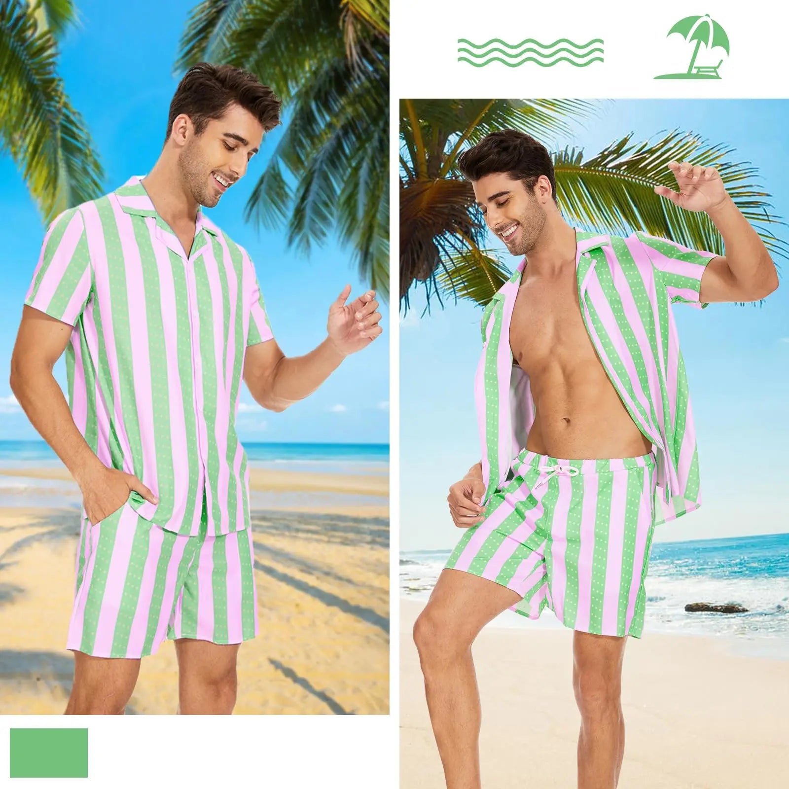 Summer Men's Short Sleeve Shirt And Beach Shorts Set Outdoor Sports Comfortable Men's Shorts Hawaii Men's Travel Casual Shirt -