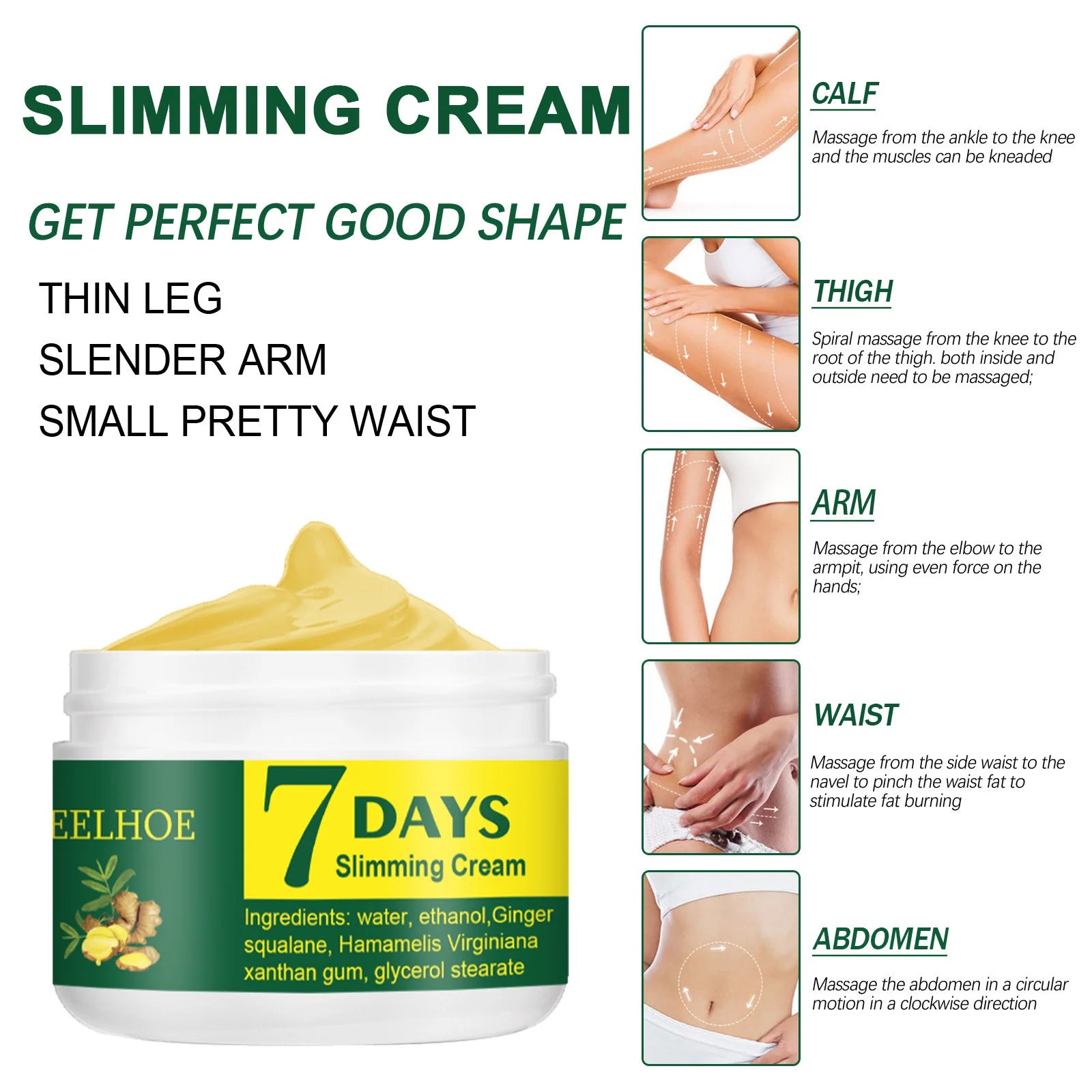7 Days Weight Loss Cream Dissolve Fat Abdominal Arms Legs Body 30g -