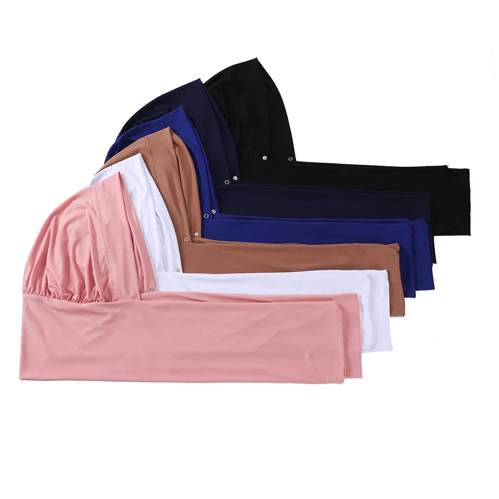Experience effortless style and full coverage with this ready-to-wear instant hijab—featuring a secure fastener design, perfect for Muslim women seeking comfort and elegance! -