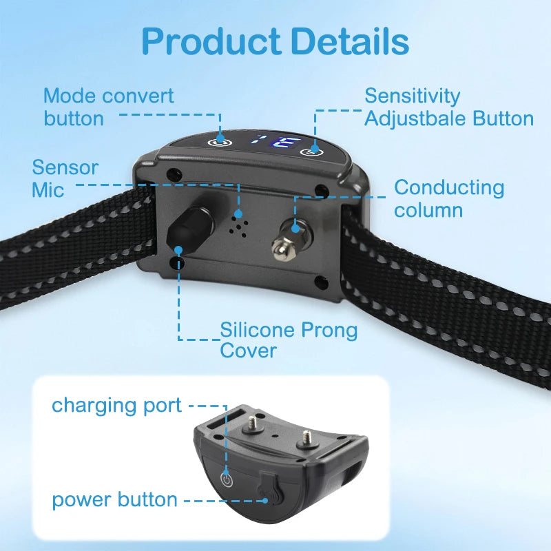 LED Display Automatic Quick Bark Stop Collar -