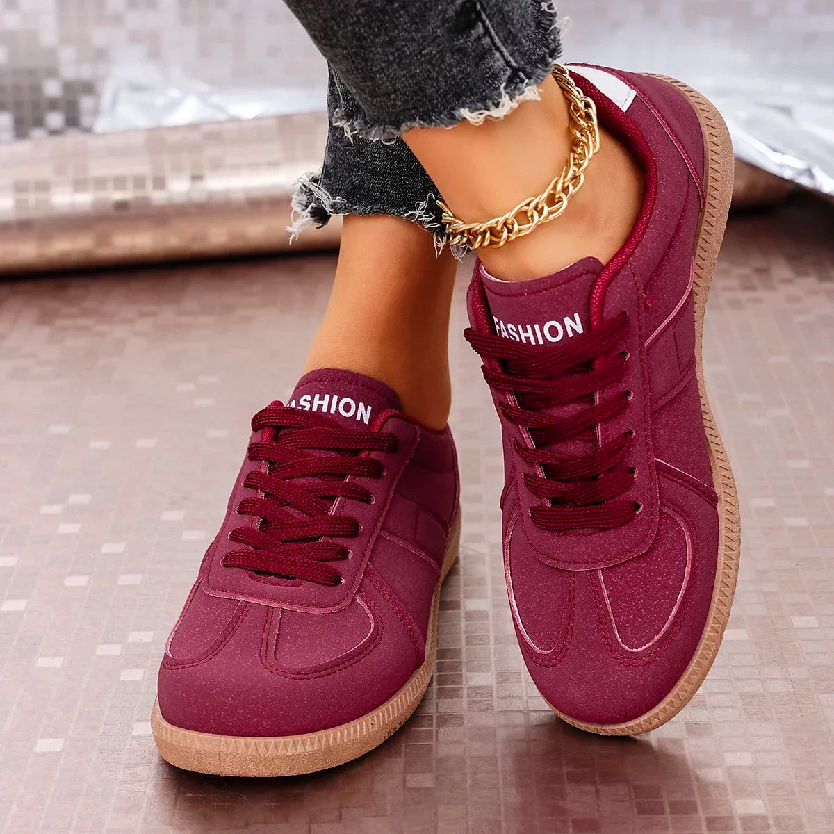2025 Spring New Lace Up Women's Sports Shoes Plus Size Woman Sneakers Mixed Colors Female Fashion Versatile Flat Casual Sneaker -