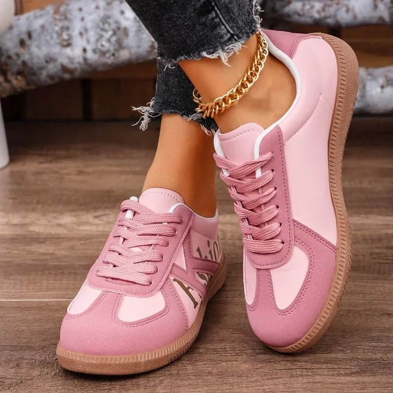 2025 Spring New Lace Up Women's Sports Shoes Plus Size Woman Sneakers Mixed Colors Female Fashion Versatile Flat Casual Sneaker -