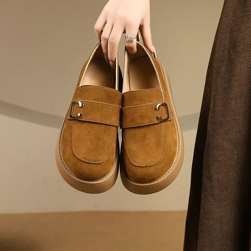 Elevate your style with these platform sole loafers for women. -