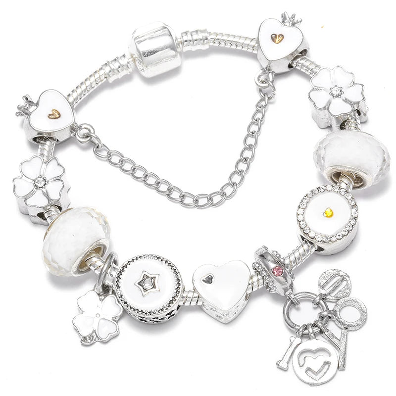 Pink Heart To Heart Beads Charm Bracelets -
