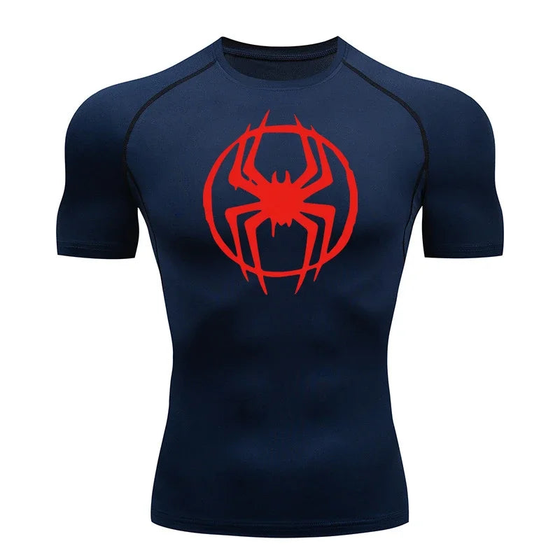 Men's Spider-man pattern compression shirt -