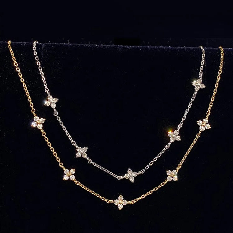Sterling Silver Crystal Flower Bracelet -