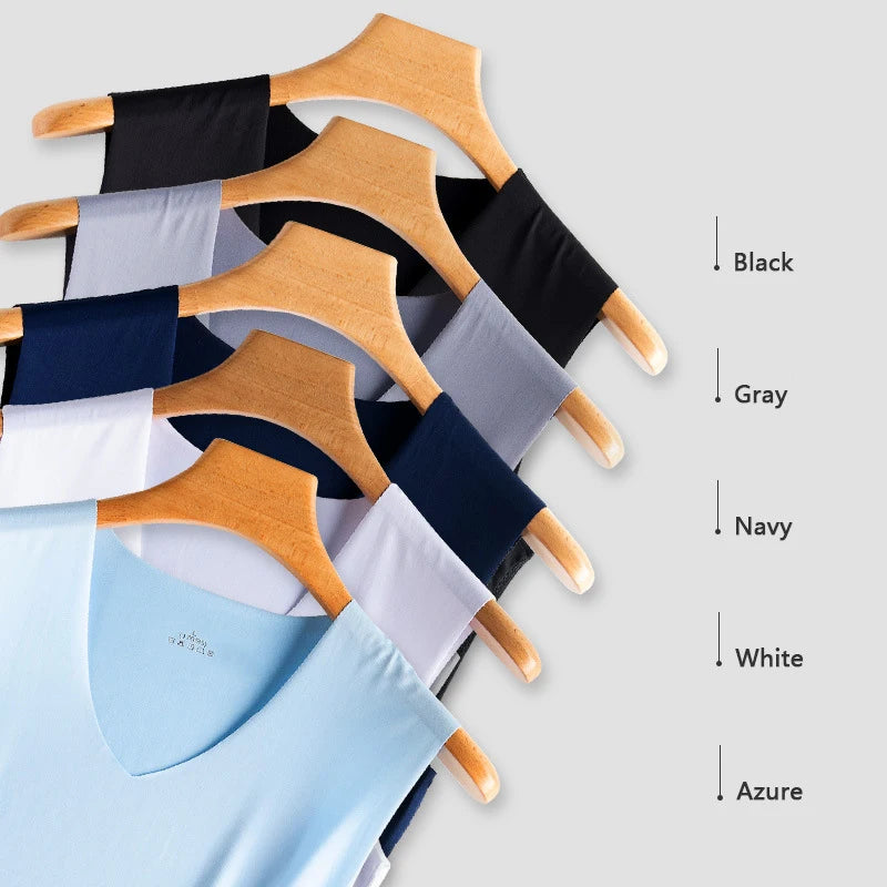 Ice Silk Tank Tops Seamless Mens Vest Loose Sleeveless Sport Bodysuit Vest For Men Plain Casual Summer Tank Undershirts Cool 5XL -