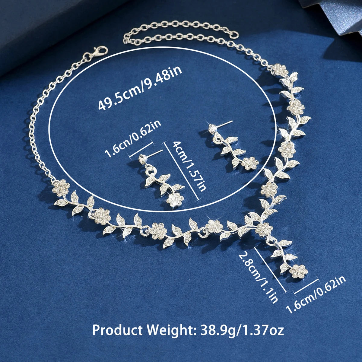3PC Flower Necklace Earrings Jewelry Set -