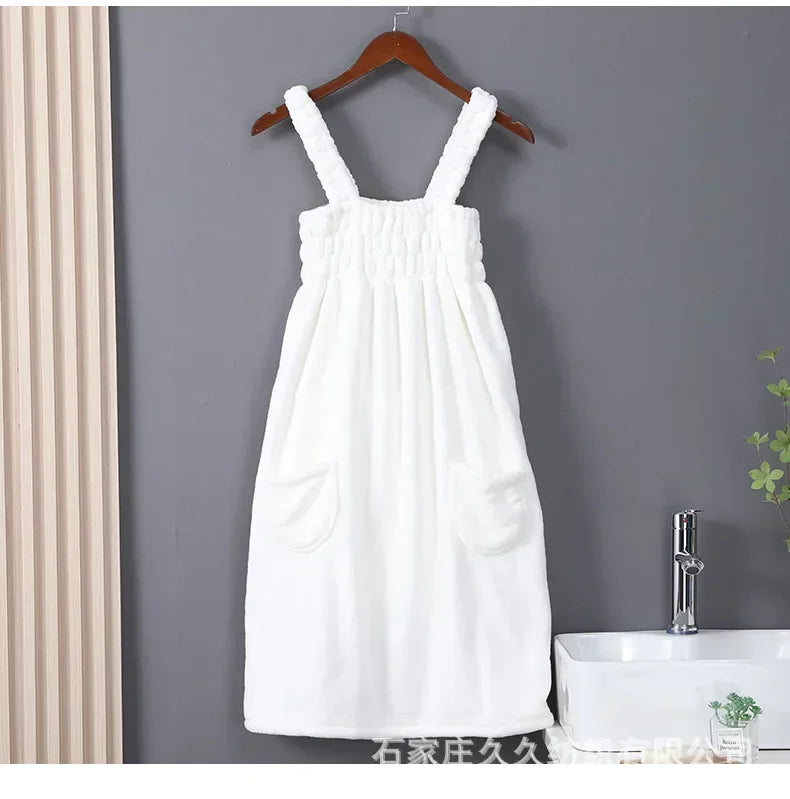 Women Wearable Bath Towel Wearable Towels Coral Fleece Women's Bath Skirt Absorbent Bath Skirt Shower Sauna Wear Towel -