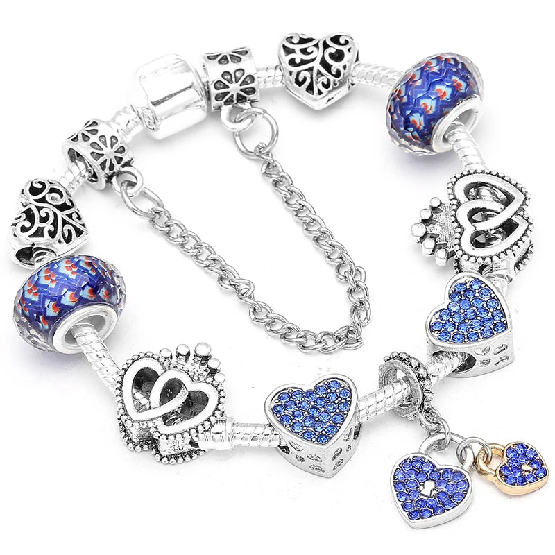 Pink Heart To Heart Beads Charm Bracelets -