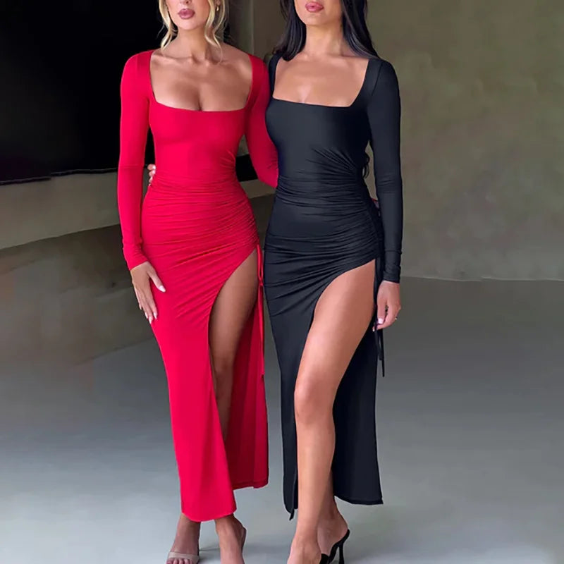 High Elastic Long Sleeve Dress -